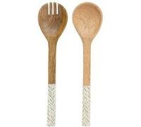 Lot de 2 Couverts à Salade en Bois ""Inaya"" 30cm Vert Olive