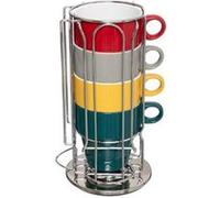 Secret de Gourmet - Lot de 4 Mugs & Porte Capsules Rack 23cm Multicolore Multicolore