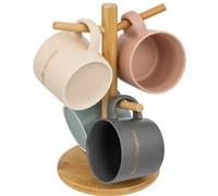 Secret de Gourmet – Lot de 4 mugs sur rack « Belle Journée » 20 cl Multicolore