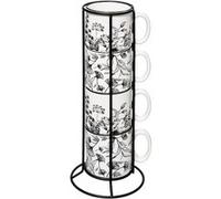 Secret de Gourmet Mugs White Floral - Lot de 4 sur rack 24 cl Blanc