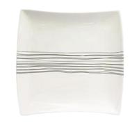 Secret de Gourmet - Lot de 6 Assiettes Plates Carrées Lignes 26cm Blanc