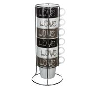 Generique Porte-mugs Secret de Gourmet Love – lot de 6 mugs 260 ml – support métal, empilables