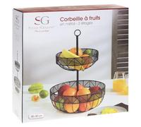 SG Secret de Gourmet JJA Corbeille à 2 Étages Frise en métal RXZER23 Noir