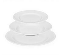 Service de Table en Porcelaine 18 Pièces ""Perle"" 27cm Blanc