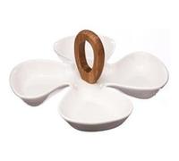 Secret de Gourmet - Plat Apéritif à Poignée Trèfle 28cm Blanc Blanc G