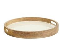 Plateau rond Inaya D38cm blanc chaud et manguier - Atmosphera Créateur d'intérieur