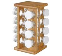 Secret de Gourmet - Présentoir à épices rotatif - 16 pots - Bambou