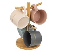 Secret de Gourmet - Lot de 4 Mugs sur Rack "Belle Journée" 20cl Multicolore Multicolore G