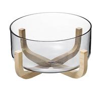 Secret de gourmet - Saladier en Verre sur son support en Bois de Paulownia D 24 cm