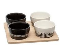 Secret de Gourmet - Service Apéritif 5 Pièces "Ethnique" 23cm Noir & Blanc G