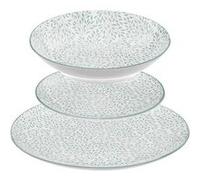 Secret de Gourmet – Service de vaisselle 18 pièces Jasmin – Motif végétal vert – Ø 19/20/26,5 cm