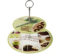 Secret de Gourmet - Serviteur en verre avec motifs - 2 Etages - Vert Vert G