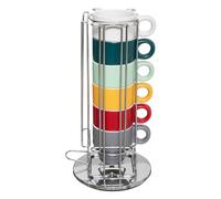 Secret de Gourmet - Set 6 Tasses à Expresso avec Rack Rotatif chromé et Porte Capsules