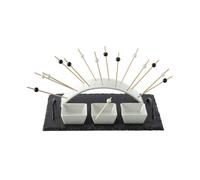 Secret de Gourmet - Set Apéritif 5 Pièces : 1 Plateau ardoise , 3 Ramequins et 1 Arche avec 14 piques en bois Ardoise