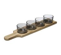 Secret de gourmet - Set Apéritif 5 Pièces 1 Plateau en Bois et 4 Verrines en Verre