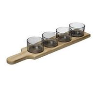 Secret de gourmet - Set Apéritif 5 Pièces 1 Plateau en Bois et 4 Verrines en Verre
