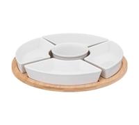 Set Apéritif - Secret de Gourmet - 6 Pièces - Porcelaine & Bambou - Lave-vaisselle - Micro-ondes