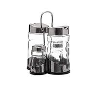 - Ensemble avec Support Huile Vinaigre & Sel Poivre 20cm Argent