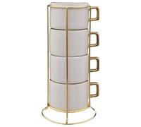 Lot de 4 Tasses sur Rack ""Arya"" 17cl Blanc