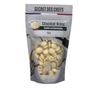 Secret des Chefs - Chocolat Blanc Pâtissier - Qualité Professionnelle - Pour Couvertures, Ganaches, Mousses, Gâteaux et Desserts (160g)