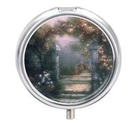 Secret Garden Pilulier à 3 compartiments, petite boîte à pilules ronde pour sac à main et poche, boîte à médicaments quotidienne portable pour contenir des vitamines, des suppléments, des pilules, de