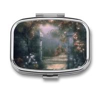 Secret Garden Pilulier carré portable avec 2 compartiments, pilulier de vitamines pour poche, sac à main et voyage