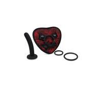 Secret Kisses Rosegasm Strap-On Harness With G-Spot Dildo Black/Red One Size