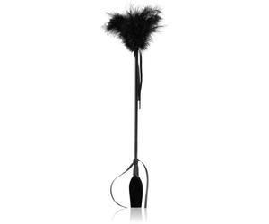 Secret play Riding Crop Black Fouet en cuir Chatouilleur à plumes Black 52 cm
