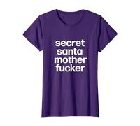 Secret Santa Mother Fucker Bas de Noël Humoristique pour Bureau T-Shirt, Femme, Violet, S