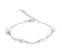 Secret & You Bracelet de perles de culture d'eau douce baroque Keshi - Chaîne en argent sterling 925 rhodié ou plaquée en or 18 carats 17-20 cm de long.