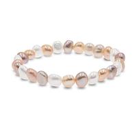 Secret & You Bracelet de perles de culture d'eau douce baroques blanches ou colorées Perles de 8 à 9 mm dans la bande élastiquée de 18 cm