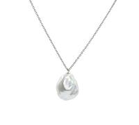 Secret & You Collier à pendentif avec cinq perles de culture d'eau douce, forme baroque de Keshi - Chaîne et Pendentif en Argent Sterling 925 Plaqué Rhodium ou Or 18k 38 à 45 cm