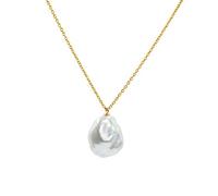 Secret & You Collier à pendentif avec cinq perles de culture d'eau douce, forme baroque de Keshi - Chaîne et Pendentif en Argent Sterling 925 Plaqué Rhodium ou Or 18k 38 à 45 cm