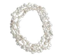 Secret & You Collier de perles de culture d'eau douce Keshi Baroque, longueur 120 cm Perles baroques de Keshi 7-9 à 10-11 mm Nouées toutes les 4 perles