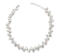 Secret & You Collier de perles de culture d'eau douce Keshi Baroque, longueur 38 cm avec chaîne d'extension Perles baroques de Keshi 9-10 mm perles nouées simples