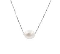 Secret & You Collier pendentif perle de culture d'eau douce, forme baroque 10-11 mm - Chaîne et Pendentif en Argent Sterling 925 Plaqué Rhodium ou Or 18k 38 à 45 cm de long.