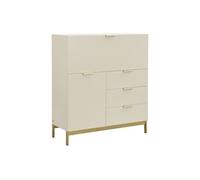Secrétaire avec 2 porte et 3 tiroirs - MDF et métal - Beige - ERWIN