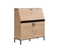 Secrétaire avec 2 portes - MDF - Naturel et Noir - MALEDA