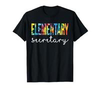 Secrétaire du Primaire Rentrée Scolaire Tie Dye Retro Rainbow T-Shirt