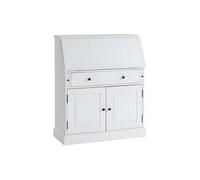 Vente-unique - Secrétaire en pin et MDF - Coloris : Blanc - CLEORE - avec Rangement
