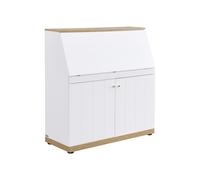 Vente-unique - Secrétaire - MDF - Coloris : Blanc et Naturel - DUTASI - avec Rangement