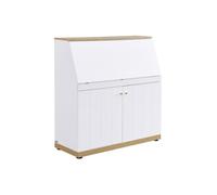 Secrétaire - MDF - Coloris : Blanc et naturel - DUTASI