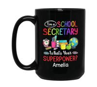 Secrétaire Scolaire : Quel Est Votre Superpouvoir ? Tasse À Café Durable Tasse À Thé Drôle Mug Cadeaux Fantaisie Pour Bureau Collègue Anniversaire 330ml