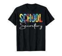 Secrétaire Scolaire Rentrée Scolaire Tie Dye Retro Rainbow T-Shirt