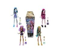Monster High Secrets Enfouis Coffret poupée et accessoires, thème Soirée pyjama terrifiante, 1 poupée mystère et 5 surprises (les personnages peuvent varier), HYV64