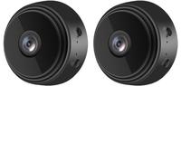 Secretscope Lot de 2 mini caméras de sécurité magnétiques, mini caméra de sécurité WiFi d'extérieur sans fil, mini moniteur sans fil avec fonction de vision nocturne pour la maison et le bureau (noir