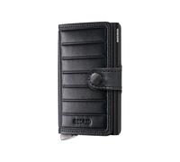 Secrid Miniwallet Emboss Lines+ Porte-cartes, Noir - Couvercle en aluminium, Cuir Vegan