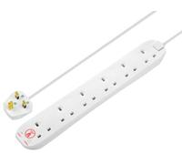 Secteur Rallonge Câble Avec Poussée Protection, 6 Gang, 2m, Blanc - SRG6210N-MP