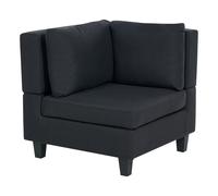Section d'Angle pour Canapé Modulable en Tissu Noir et Bois Taies Amovibles