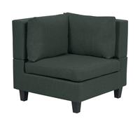 Section d'Angle pour Canapé Modulable en Tissu Vert et Bois Taies Amovibles